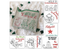 Stickserie ITH - 8 Hüllen quadratisch Weihnachten Line Art inkl. Blanko